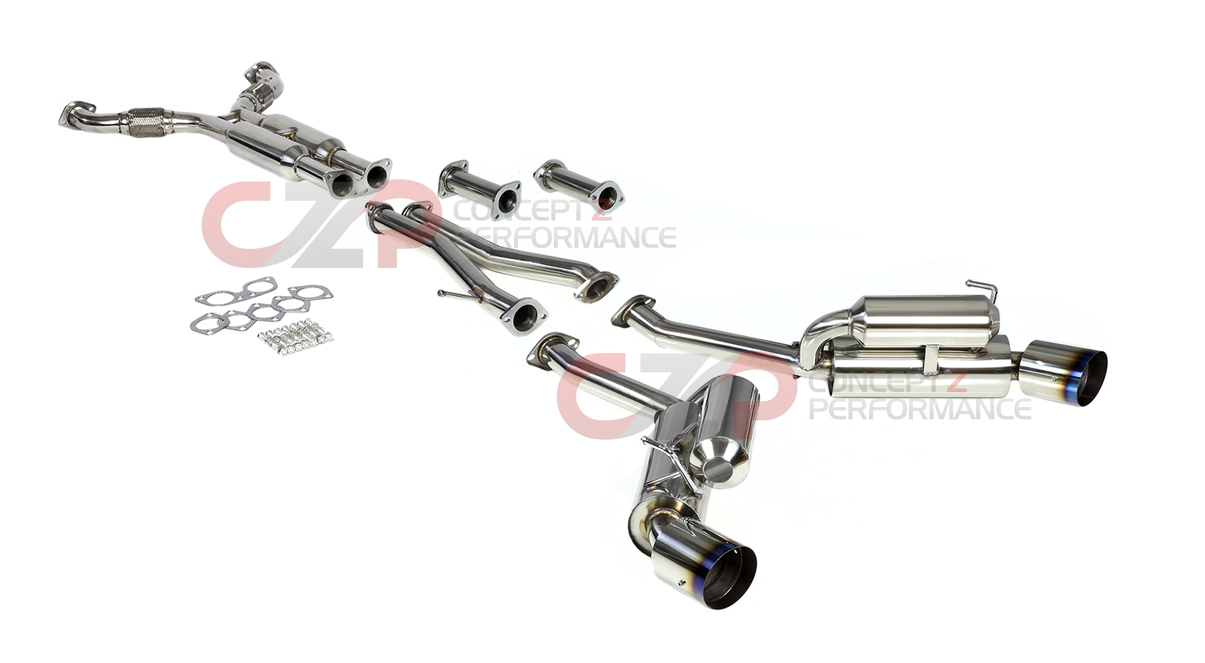 DNA Motoring True Dual Catback Exhaust System w/ Burnt Tips - Nissan 350Z / Infiniti G35 Coupe