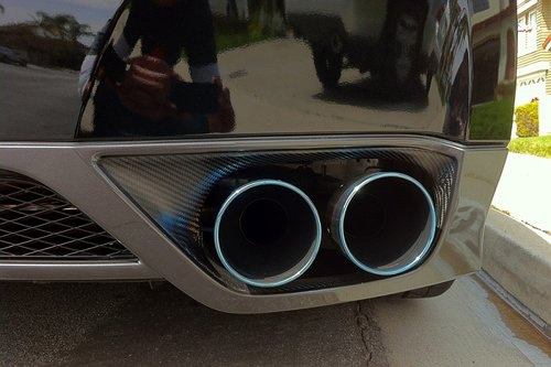 Rexpeed Carbon Fiber Exhaust Trim, Gloss - Nissan GT-R R35