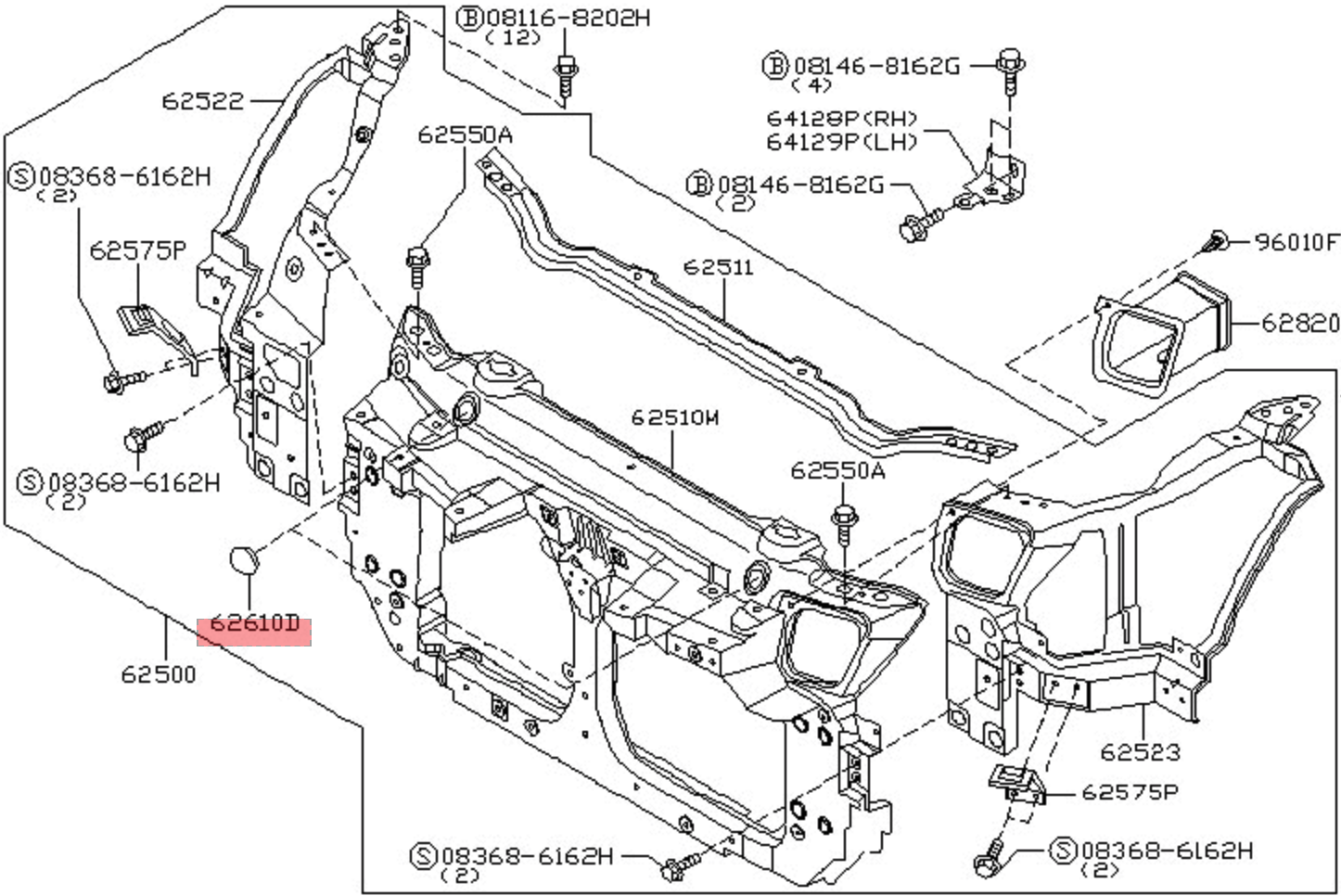 Nissan OEM Radiator Support Core Blind Plug Cover - Nissan 350Z Z33