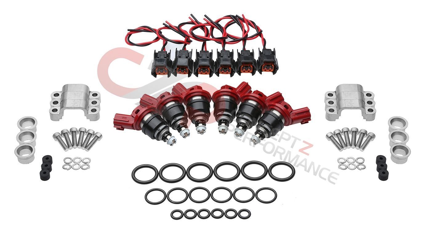 AUS Injection Injectors Set Late Style w/ Optional Early to Late Adapter Kit, 550/555cc - Nissan 300ZX Z32