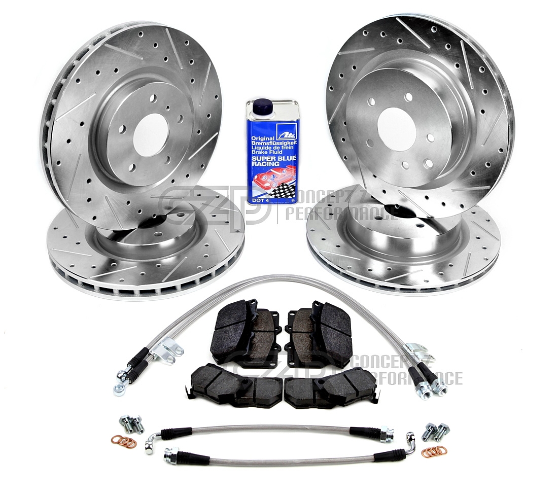 CZP Complete Performance Brake Kit, Front and Rear Rotors, Pads, Lines, Fluid w/ Optional: CZP 12.75" Upgrade - Nissan 300ZX Z32