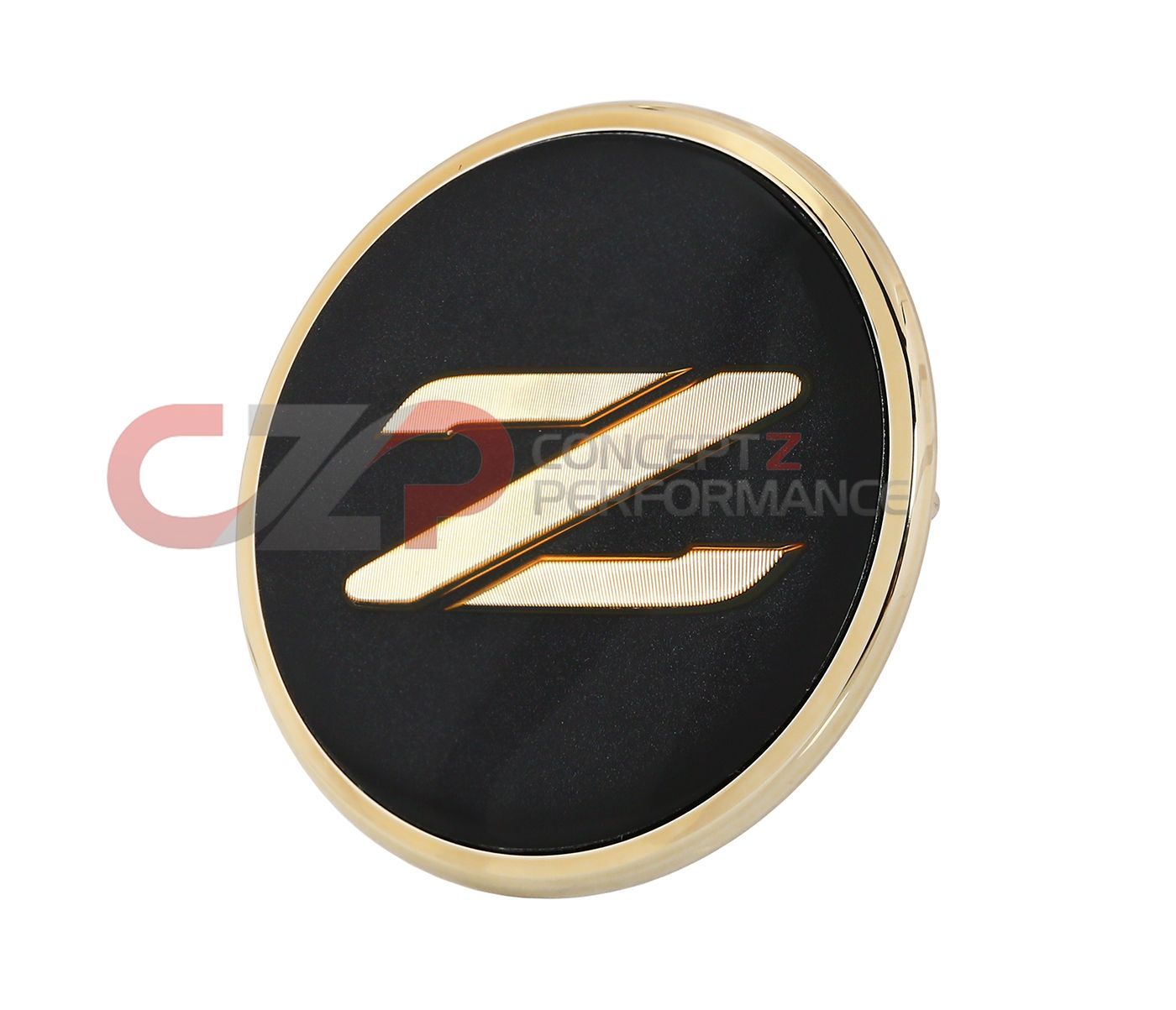 Nissan JDM Center Nose Panel Emblem, Black w/ Gold Trim - Nissan 300ZX Z32