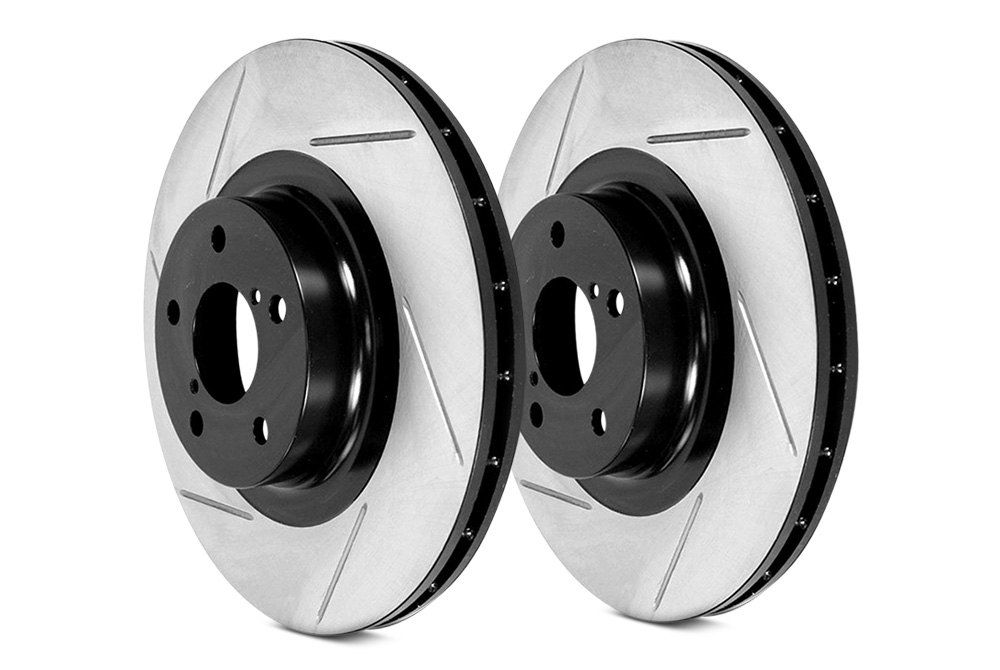 Stoptech Direct Replacement Rotors, Slotted, Front Pair for Non-Sport Standard Brakes - Nissan Z 23+ RZ34 / Infiniti Q50 Q60