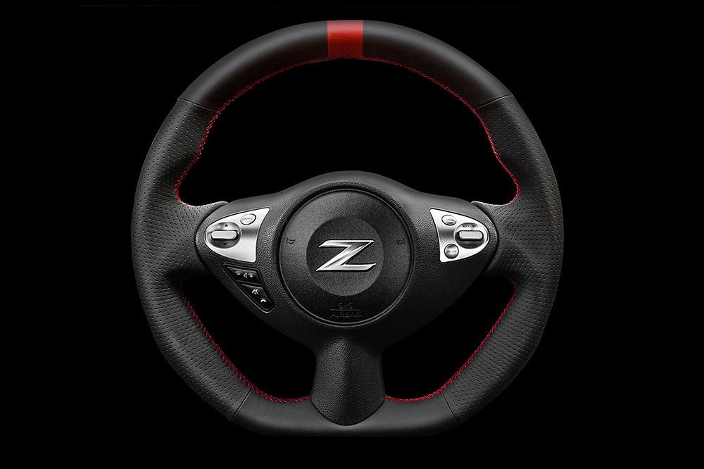 Kenstyle Red Line Leather Steering Wheel, Red Stitch - Nissan 370Z Z34